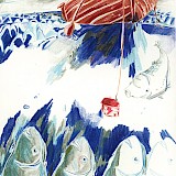 <em>Lena Personn, Angeln, DIN A4, Buntstift, Original, 650 € (Druck auf Nachfrage, 60 €)</em>