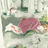 <em>Lena Personn, Mädchen liegt im Wald, DIN A3, Buntstift, Original, 600 € (Druck auf Nachfrage, 60 €)</em>