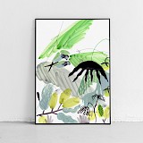 © Carolin Löbbert "Parrot" Green Porn Series ink, acrylic, collage on paper, 42x60 cm, 2019, gerahmt , 480€